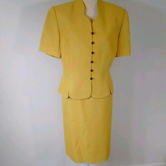 2PC Le Suit PETITE TOWSuit , Shirt Yalow Women Size 16 - Picture 1 of 14